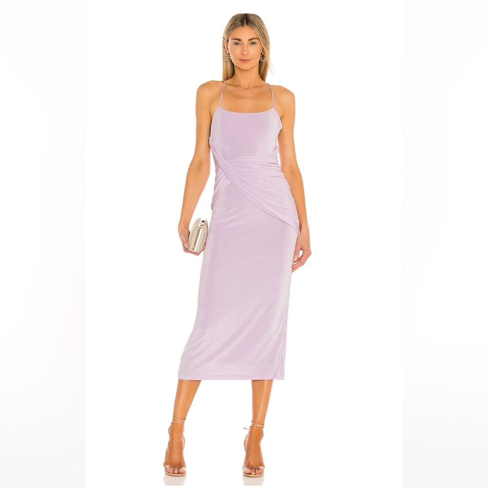 Light Lilac Midi Dress with Draped Detail